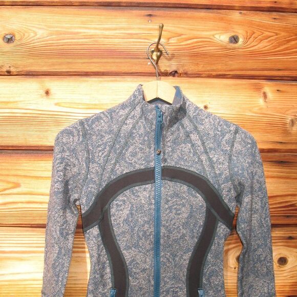Lululemon Define Jacket Brushed Alberta Lake Teal Rose Herringbone Sz 2 - Picture 6 of 12